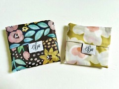 NEW! EB Design SET OF TWO REUSABLE NYLON BAGS — “Citron Posies” & “Black Floral”