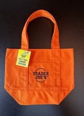 Trader Joe’s Canvas Mini Tote Bags, Set Of 4: Black, Orange, Purple, Multi *NEW*