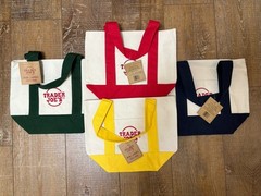 BRAND NEW TRADER JOES CANVAS MINI TOTE BAG (SET OF 4) – BLUE RED YELLOW GREEN