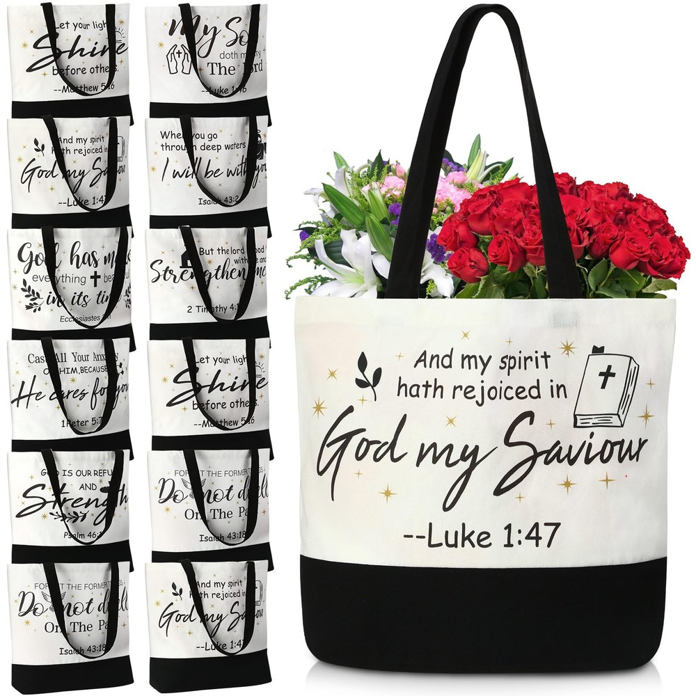 SilTriangle 10 Pcs Christian Gift Bible Tote Bags for Women Religious Bible R…