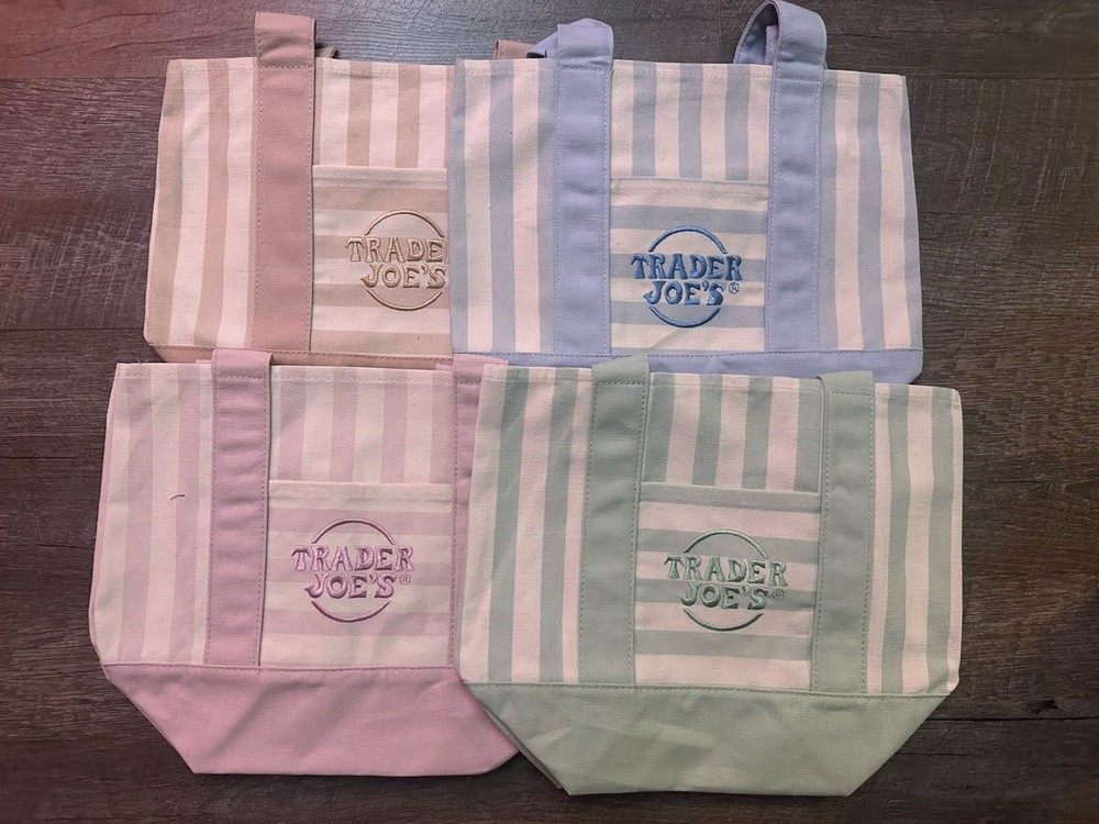 Trader Joe’s Striped Mini Canvas Tote Collection 2026 Set of 4 New W Tags! BXI