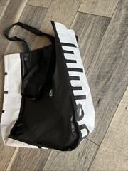 Lululemon Reusable Shopping Bag Logo Black White w/ Snap Closure Med Bag {kk}