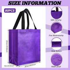 80 Pcs Reusable Gift Bags Set Glossy Grocery Gift Tote Bag with Hadnle for We…