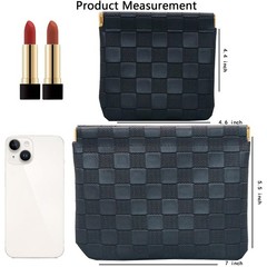 lomkya Checkered Makeup Bag Set Black 2 Pieces Leather Pocket black set