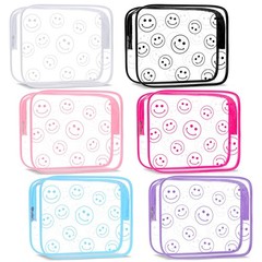 Cunno 6 Pcs Makeup Bags Gifts for Women Preppy Boho Smile Face Multicolor