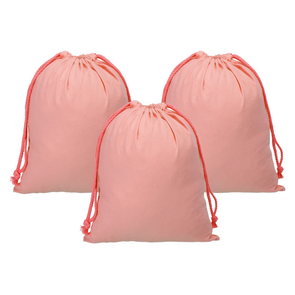 3pcs Reusable Drawstring Bags, 10×12.6″ Multipurpose Bags, Pale Pink