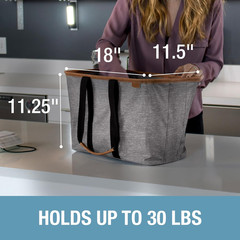 Collapsible LUXE Tote – Gray Black 1 Pack 30L / 8Gal – Reusable Utility Grocery