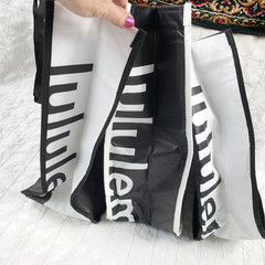 Lululemon Black & White 16″x14″ Reusable Tote Shopping Bag LOT of 3 ~ FAST SHIP