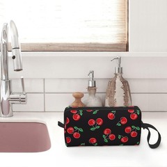 JKJOJIA Red Cherry Black Makeup Bag Organizer One Size,
