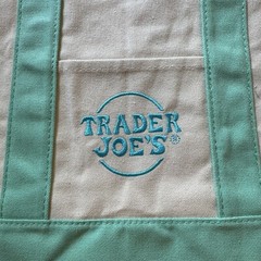 Trader Joe’s 2025 Pastel Mini Canvas Reusable Tote Bag, Mint Green