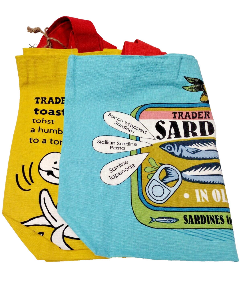 Combo Trader Joe’s Cotton Canvas (Sardines) & (Waffle Tote Bag)