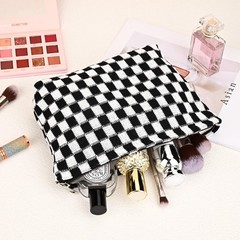 SOIDRAM 2 Pieces Black Makeup Bag Large Checkered Cosmetic Capacity