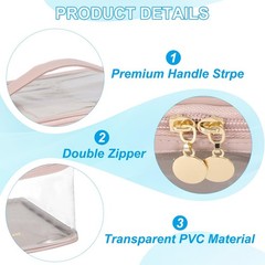 PATIKIL Clear Toiletry Bag, Waterproof Travel 9.25 x 6.1 x 5.12 inch, Pink