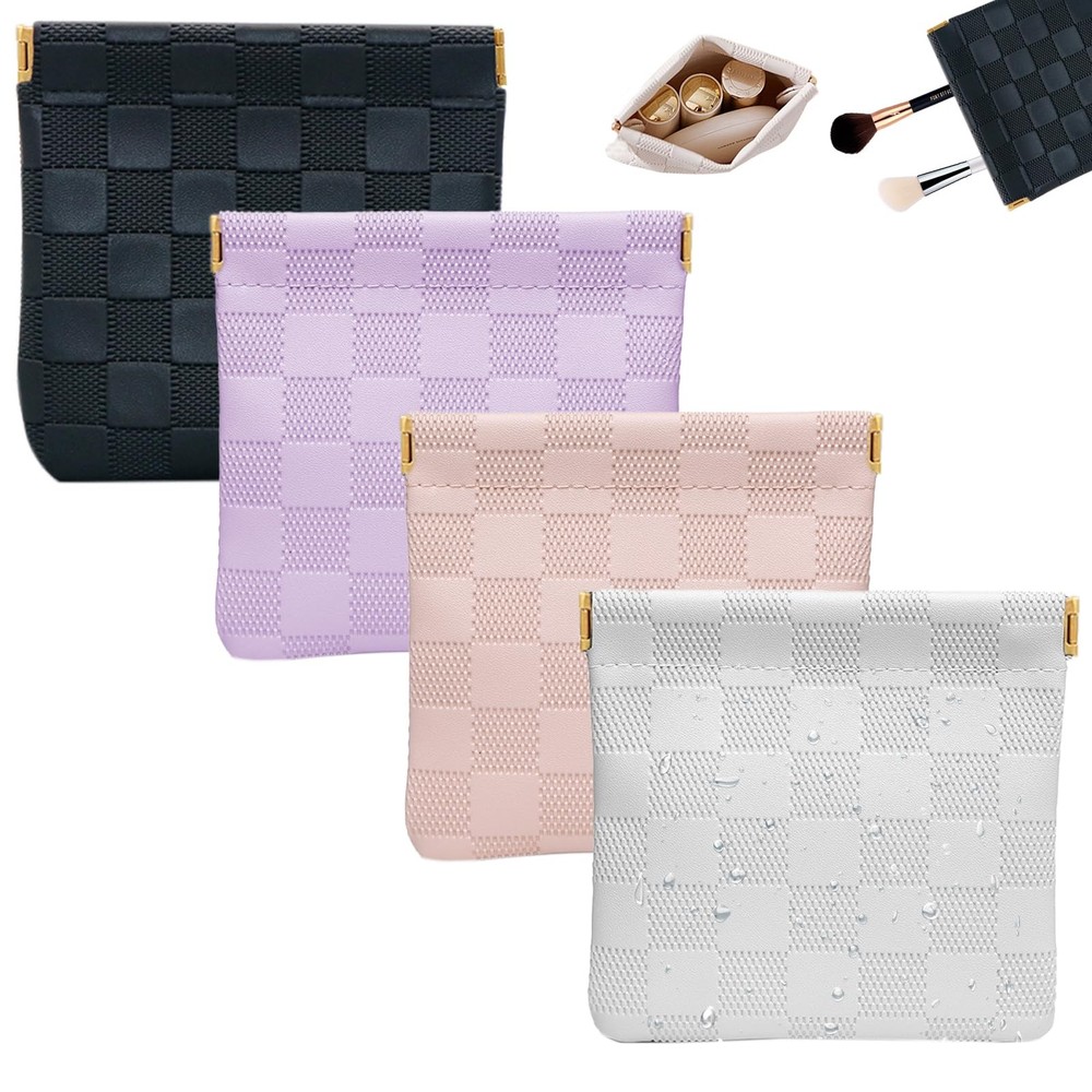 4 PCS Small Makeup Bag for Women, 4.7 inches × 4.3 inches, 4 colors