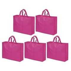 10 Pack Reusable Gift Bag, DIY Blank Non-Woven Tote Bags(Rose Red, 35 x 45cm)