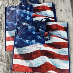 NEW Lot 2 XL TJX USA 🇺🇸 FLAG BAGS Very Patriotic Shopping Gift Bags