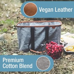 Collapsible LUXE Tote, 30L Foldable Grocery Shopping Bag with Structured Fram…