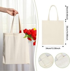 Canvas Tote Bag 4 Pack Reusable Cotton Shopping Bags Blank DIY Craft Tote Market