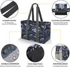 Soft 9 Gallon Extra Large Utility Tote, Foldable Reusable Storage Bag Grey Ca…