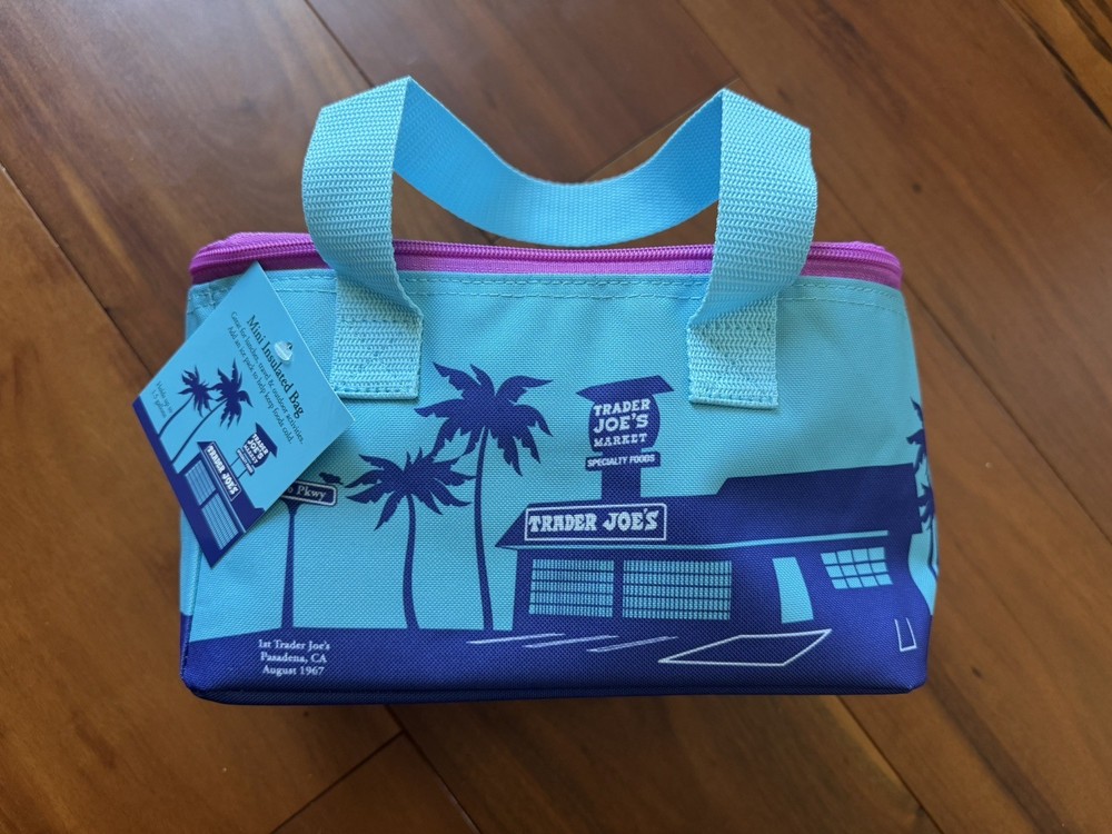 NEW! Trader Joe’s MINI Tote Bag Insulated New Summer 2026-Ice Blue/Purple/Pink