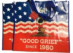 PEANUTS Patriotic Set 2 “GOOD GRIEF” Reusable SHOPPING BAGS 19.5 X 17.5” NWT