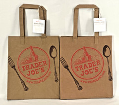 Trader Joe’s Washable Reusable Paper Grocery Brown Shopping Bag 2pc Retired RARE