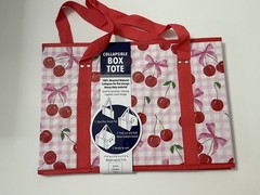 Collapsible Box Tote Cherry Gingham Bows Reusable Folds Weight Capacity 55lbs