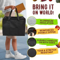 Black Insulation Shopping Bags 13″ x 14″ x 8″ – Pack of 2 Insulated Grocery Bags