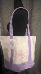 Trader Joe’s Foldable Canvas Reusable Shopping Bag White Purple Solid