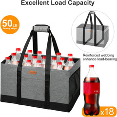 Extra Large Foldable Grocery Tote Bag with Handles for Storage, Picnics, Beach,