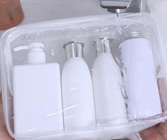 6 Pack Clear Toiletry Carry Pouch with Zipper Portable Large bags only, White