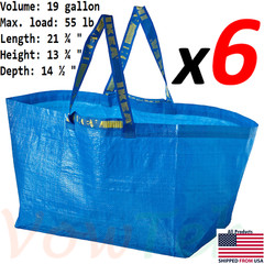 6 IKEA SHOPPING BAG NEW LARGE REUSABLE LAUNDRY TOTE GROCERY STORAGE FRAKTA deal