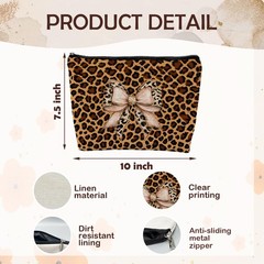 ignytiger Leopard Coquette Bow Makeup Bag, Cheetah Gifts