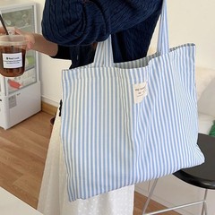 solid color, cotton striped reusable grocery handbag, large size, suitable fo…