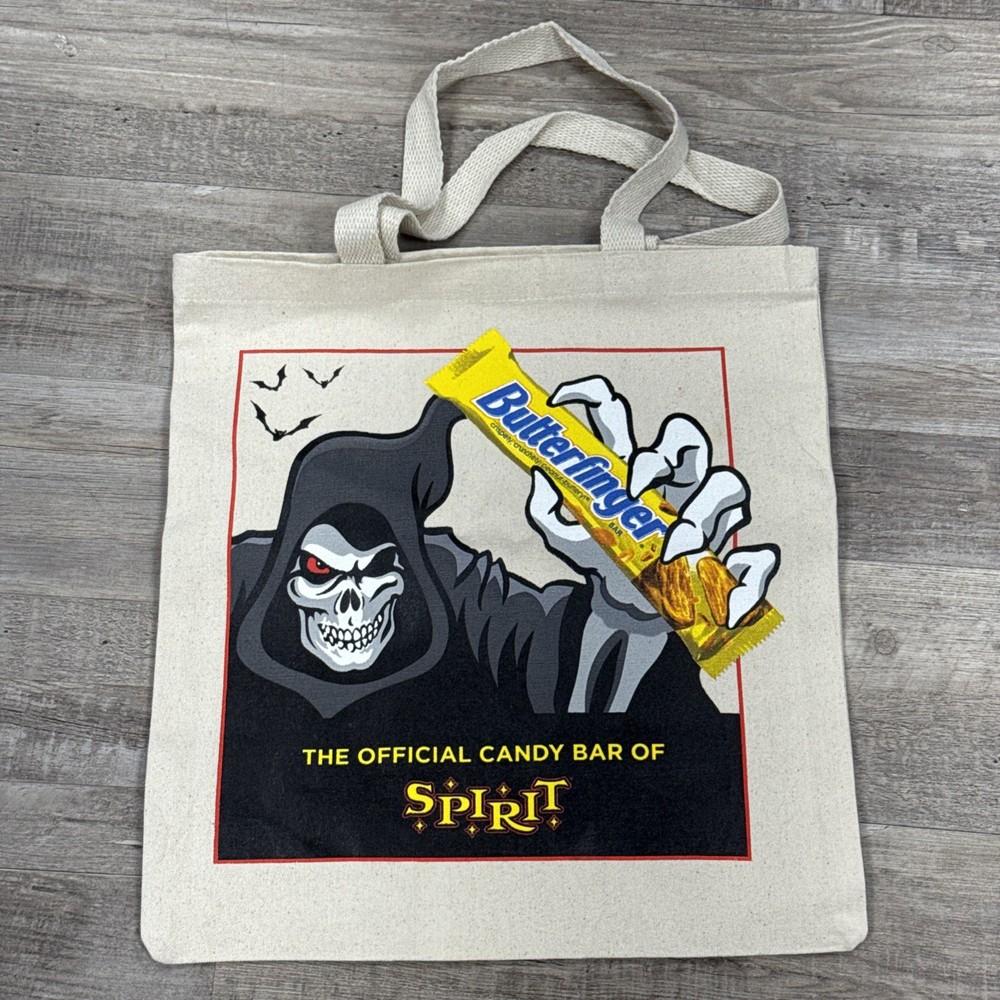 Spirit Halloween Reaper Canvas Trick Or Treat Tote Bag Handles BUTTERFINGER