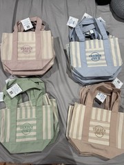 Trader Joe’s Lot of 4 Mini Striped Tote Bags, Multicolor Reusable Shopping