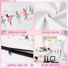 Ballerina Canvas Tote Bag – 2Pcs Ballerina Watercolor Print Makeup Bag Set, C…