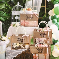 8 Pcs Bride Tribe Beach Bag Bride To Be Tote Bag Transparent Wedding Gift Jute B