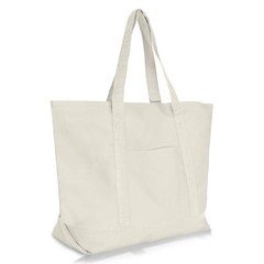 22″ Large Cotton Canvas Zippered Shopping Tote Grocery Bag in Natural