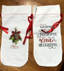 2 Mary Lake-Thompson Holiday Christmas Cloth Wine Bags NWOT 13.25″ x 6.5″