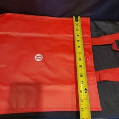 Lot of 37 Lululemon Red Black & White Reusable Tote Shopping Bag Coated Canvas