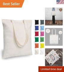 5 | 12 | 24 | 48 | 192 Pack Economical Cotton Tote Bags, Lightweight Medium R…