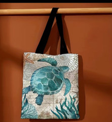 Medium Canvas Shopping Bags Whimsical Cat, Horse Print 14″x15″