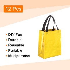 12Pcs Reusable Gift Bags with Handles 7.9 x 9.8 Inch Gold