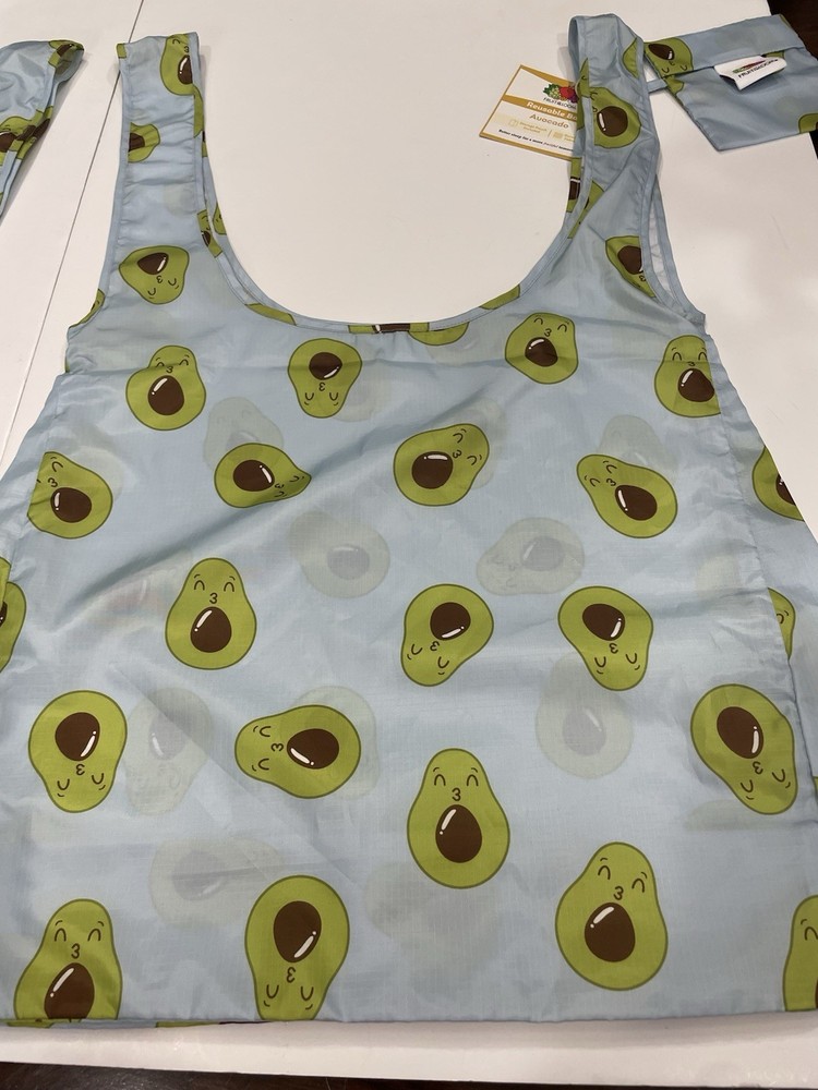 2 Avocado Fabric Fruit of The Loom Reusable Bags Grocery Tote NWT