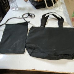 Black Gold Foldable Reusable Shopping Bag Set with Zipper, 2 Pieces