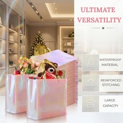 20 PCS Pink Reusable Tote Bags Glossy Non Woven Gift Bag For Bridesmaid