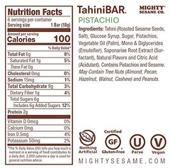 Mighty Sesame Tahinibars with Pistachio (2 Pack Total 12 Bars) 100 Calorie Bar,