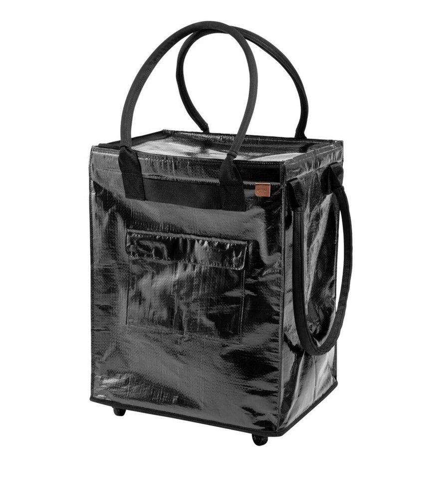 CleverMade Foldable Tote Bag on Wheels 14”Lx18”Wx24”H Soft Grip Black