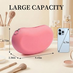 Silicone Makeup Bag for Travel, Zipper Tools Bag, Large Rose pink